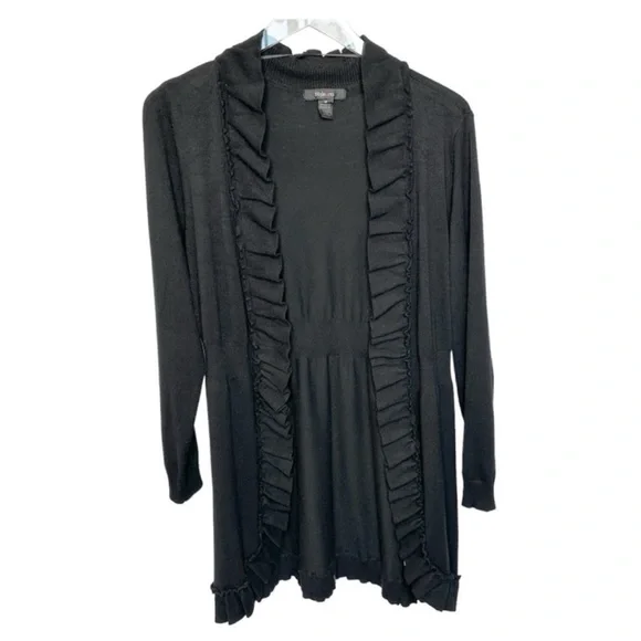 INC ruffle cardigan sweater M black - Picture 1 of 8